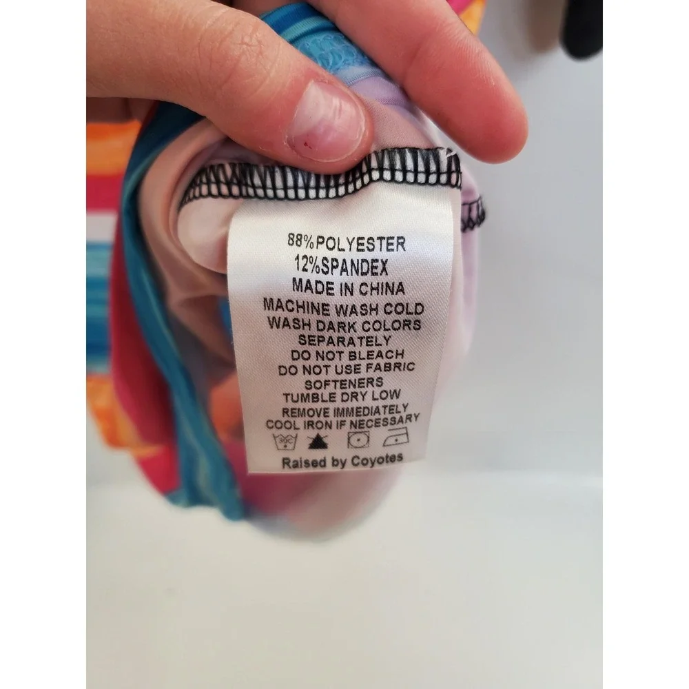 Raised by Coyotes Polo Shirt Mens Small Black Multicolor Stripe Golf Performance - Picture 3 of 7